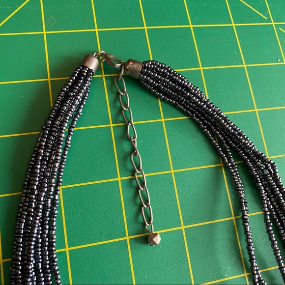 Vintage Statement Bib Black & Silver - Picture 4 of 4